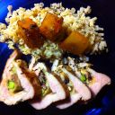 Stuffed Pork tenderLoin with risotto and sweet potatoes