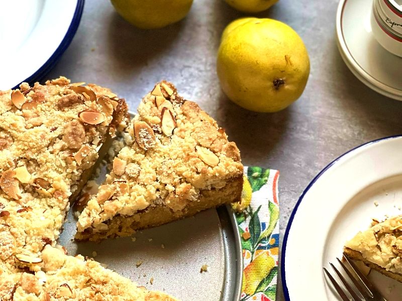 Pear Coffee Cake with Almond Crumble