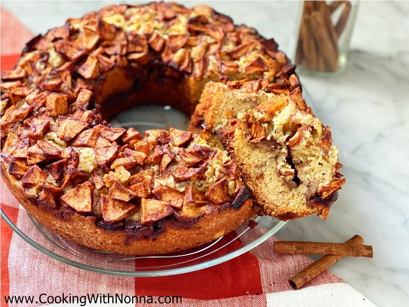Apple Cinnamon Ciambella Cake with Toasted Almonds