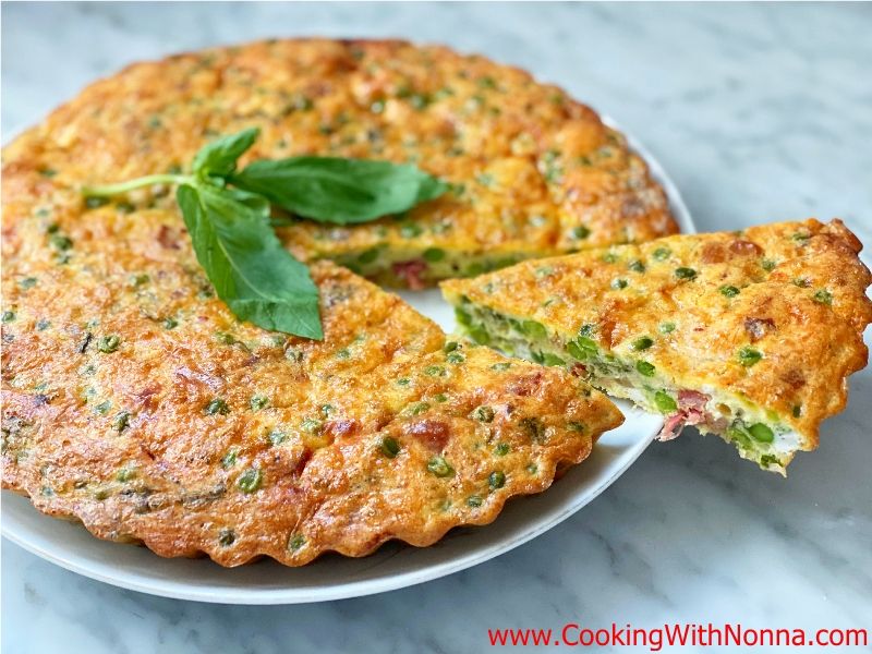 Baked Frittata with Peas and Pancetta