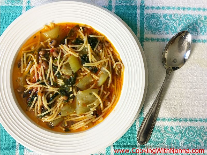 Pasta with Tenerumi and Cucuzza