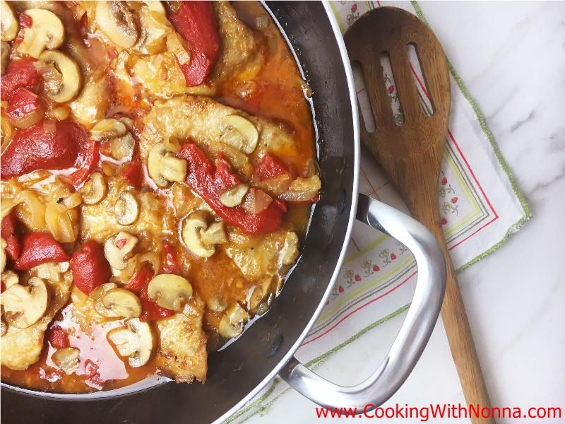 Veal with Peppers and Mushrooms.