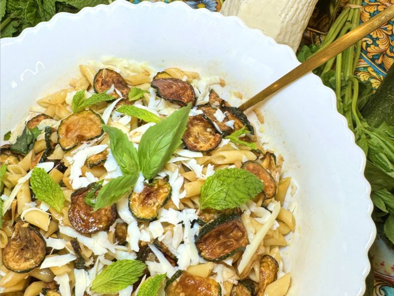 Pasta Salad with Balsamic Zucchini and Ricotta Salata