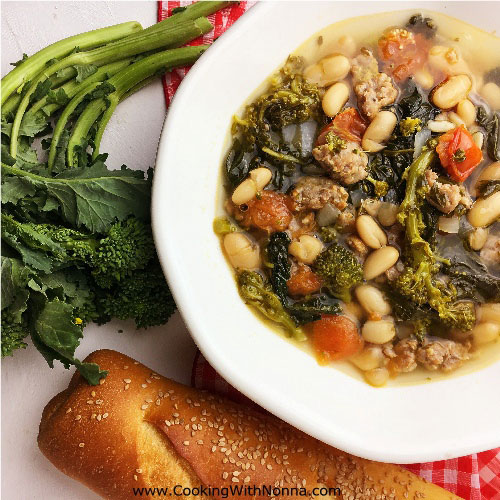 Broccoli Rabe & Sausage Soup with Cannellini Beans