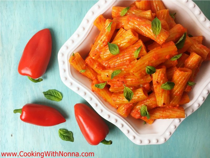 Rigatoni with Fire Roasted Peppers Sauce