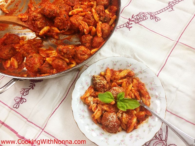 Cavatelli with Mortadella Meatballs