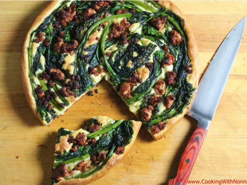 Focaccia with Sausage and Broccoli Rabe