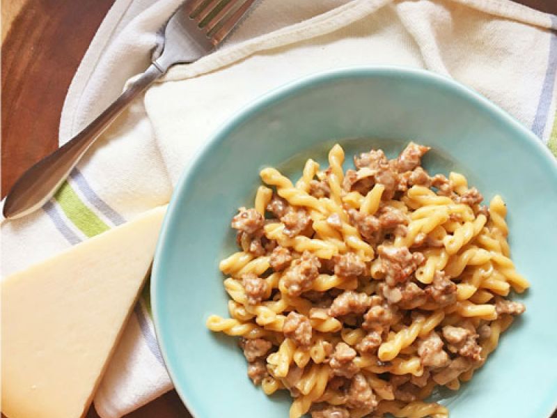 Gemelli with Sausage and Mushrooms