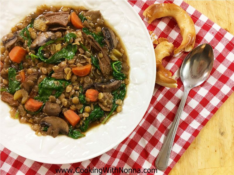 Lentil Soup with Mushrooms