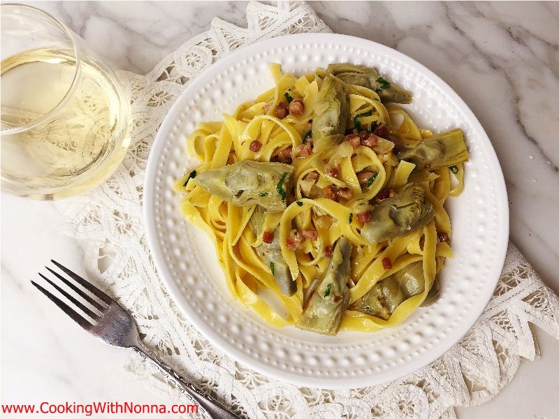 Tagliatelle with Artichokes and Pancetta Recipe