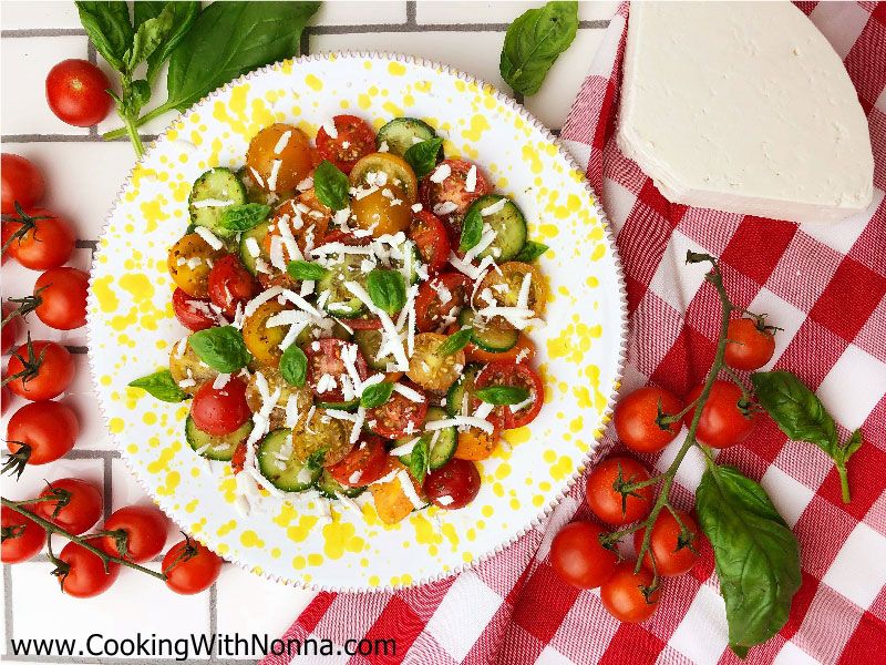 Tomato and Cucumber Salad with Ricotta Salata 