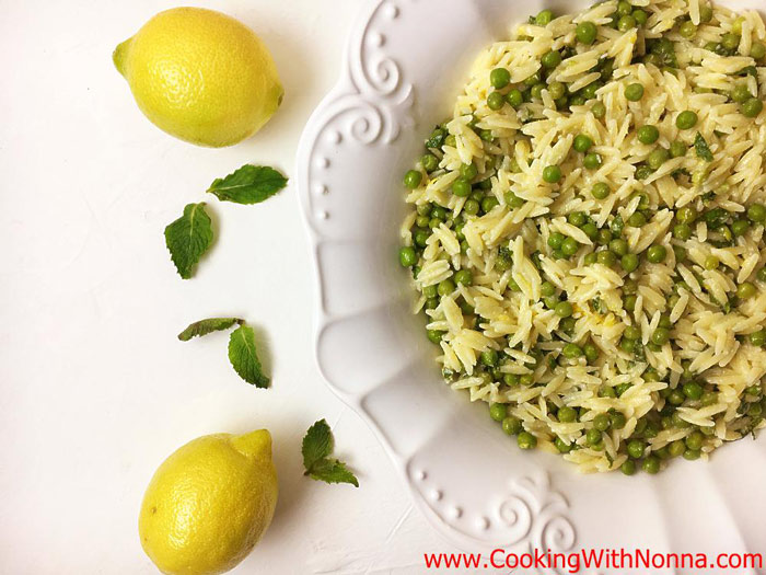 Lemon Orzo Pasta Salad with Peas and Mint