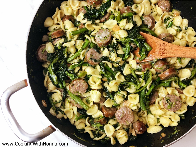 Orecchiette with Broccoli Rabe and Sausage: Italian-American Style Orecchiette with Broccoli Rabe and Sausage: Italian-American Style