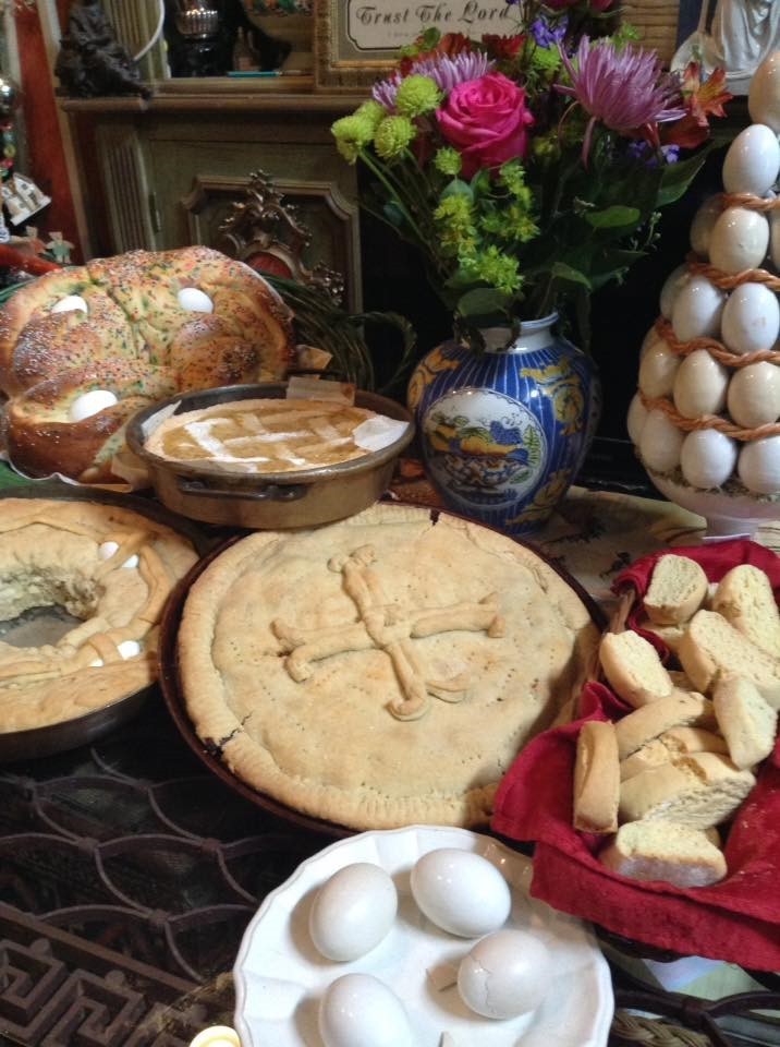 Easter Goodies 2018, baked March 31, Calabrese Easter Bread , Pastiera, Scalcione, Casatiello, Biscotti di Anice.