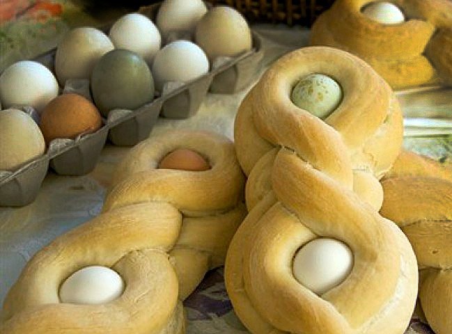 Every Easter my mom makes Cuzzupe (cookie) and Easter bread. I look forward to them every year, the cookies are great for dunking in my cafe! My mom makes quite a few and one cookie per grandchild.
