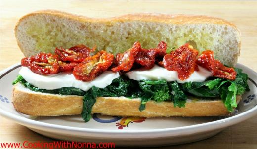 Broccoli Rabe Sub Broccoli Rabe, Mozza and Sun Dried Tomatoes Sandwich
