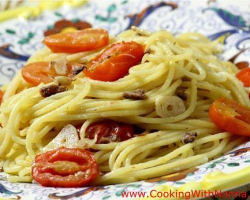 Spaghetti, Anchovies and Cherry Tomatoes