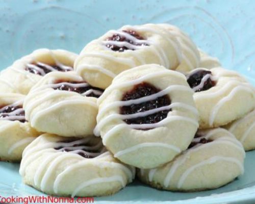 Raspberry Almond Thumbprint Cookies