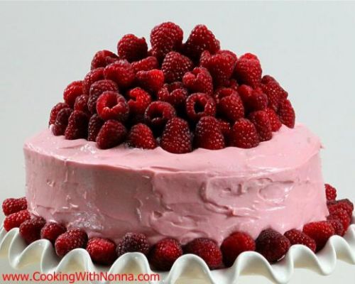 Limoncello Cake with Lemon Curd and Raspberry Cream Cheese Frosting