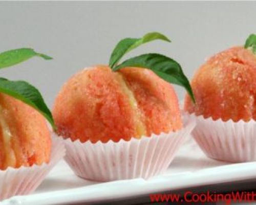 Peach Cookies with Custard Cream and Alkermes